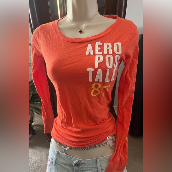 Y2K Aeropostale embroidery logo graphic tee long sleeve - Picture 2 of 10